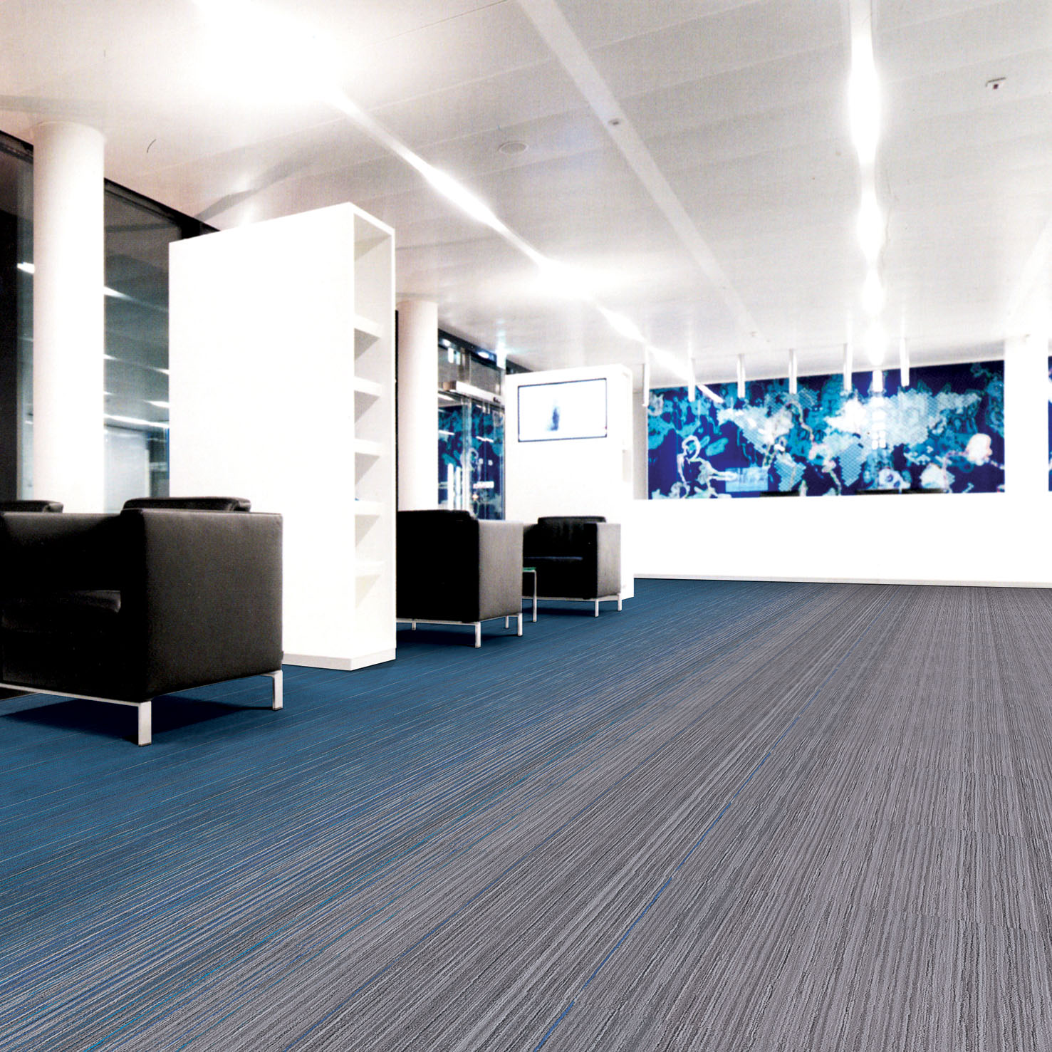 Commercial Environment Friendly 100% Nylon Fireproof Wholesale Auditorium Public Office Blue Carpet Tile