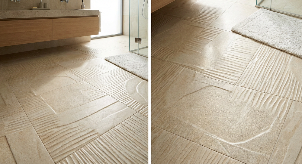 Bathroom Flooring Trends 2026 - 10. Textured and 3D Tiles for Added Depth.png